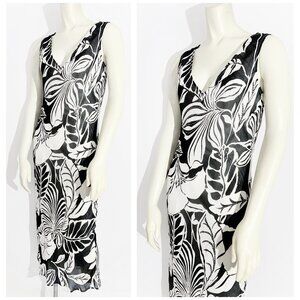 Vintage Y2K Beaded Print Dress in Black and White / size Small-Medium